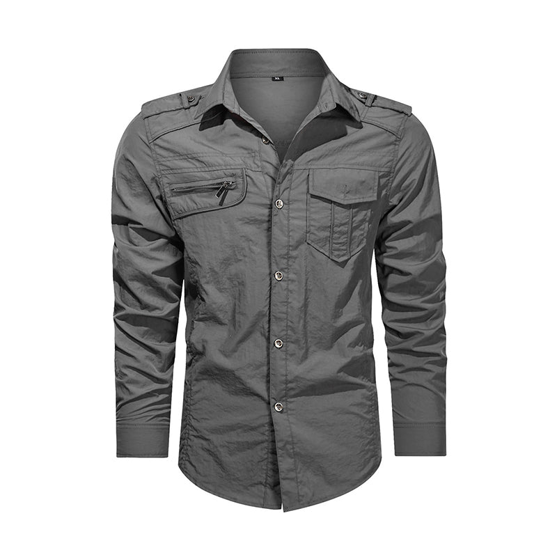 Military Thin Long Sleeve Quick-dry Casual Fit Men Shirt