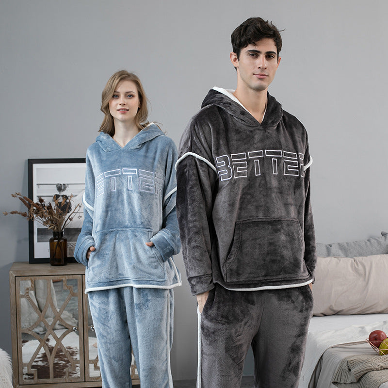 Flannel Couple Home Service jumpSuit For Men And Women