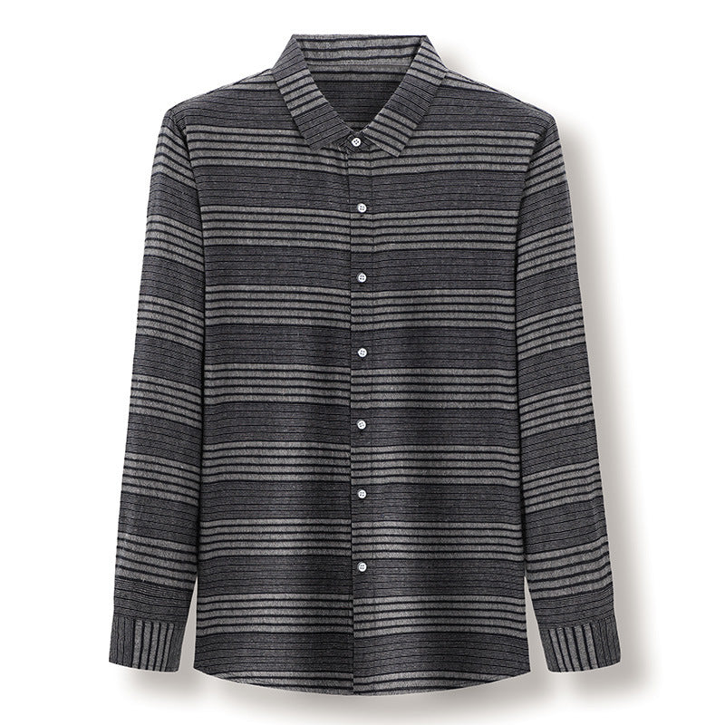 Camisa de manga larga Camisa de rayas de lino informal de negocios ligera para hombres