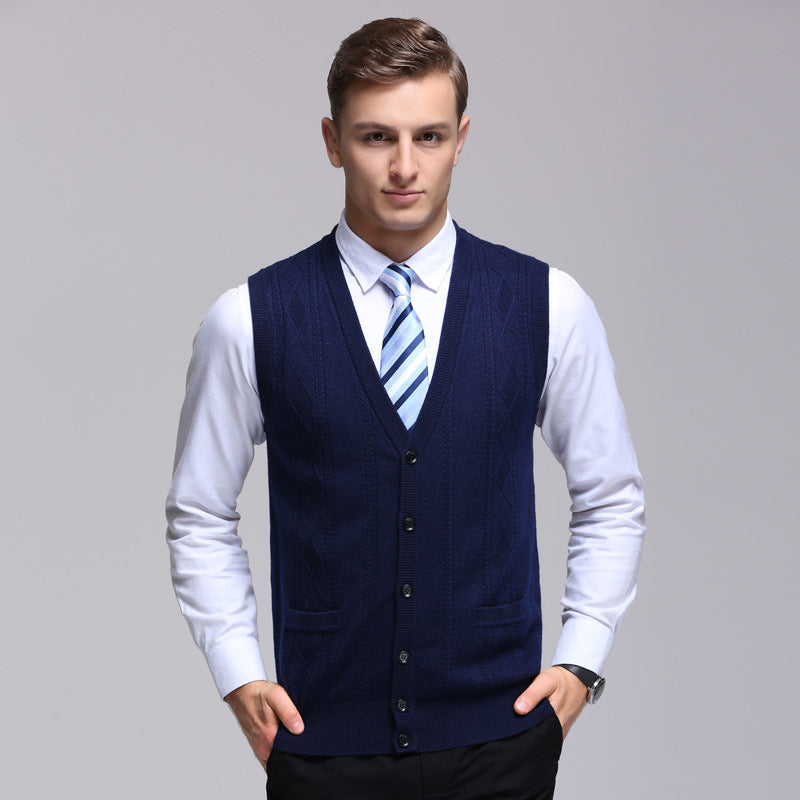 Men's Wool Knitted Middle-aged Vest