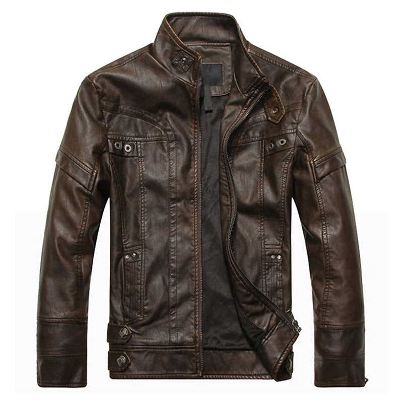 Chaqueta de cuero PU para motocicleta para hombre