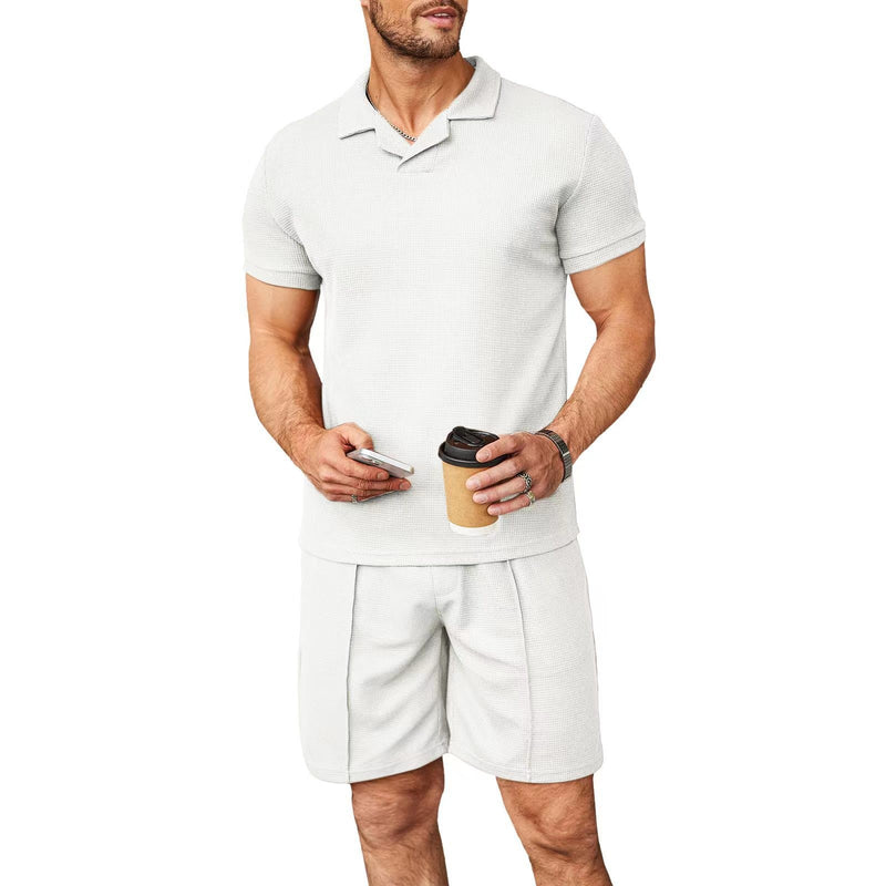 Polo Solapa Manga Corta Conjunto de verano para hombre