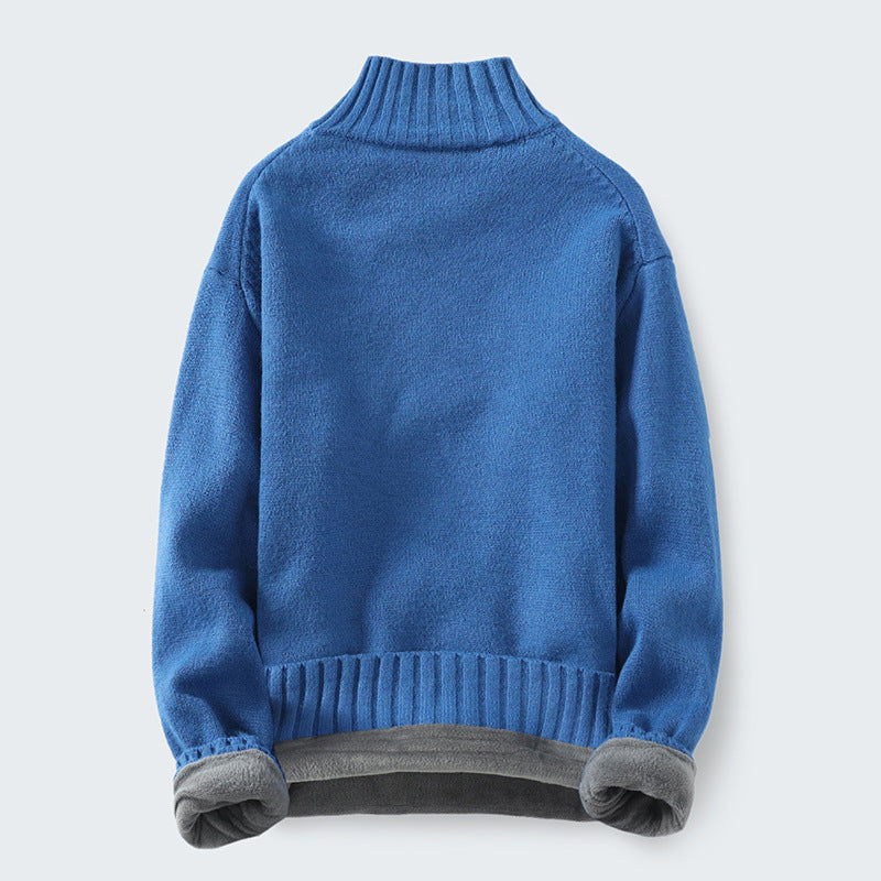 Plus Fleece Padded High Neck Men's Sweater