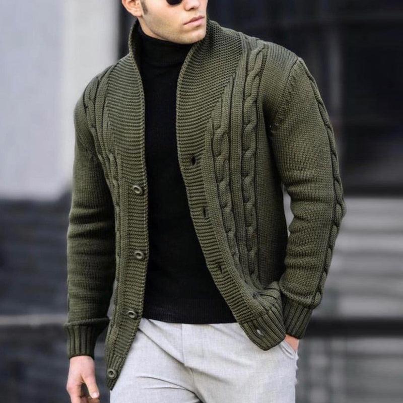 Abrigo estilo suéter de punto de canalé torcido de manga larga