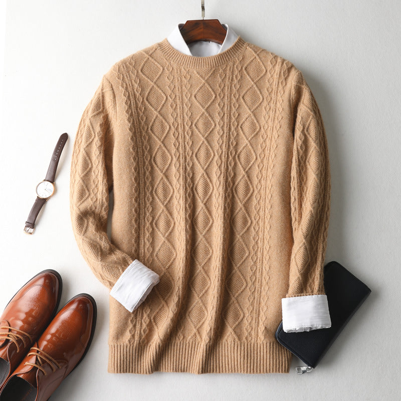 High-end Round Neck Thick Solid Color Sweater