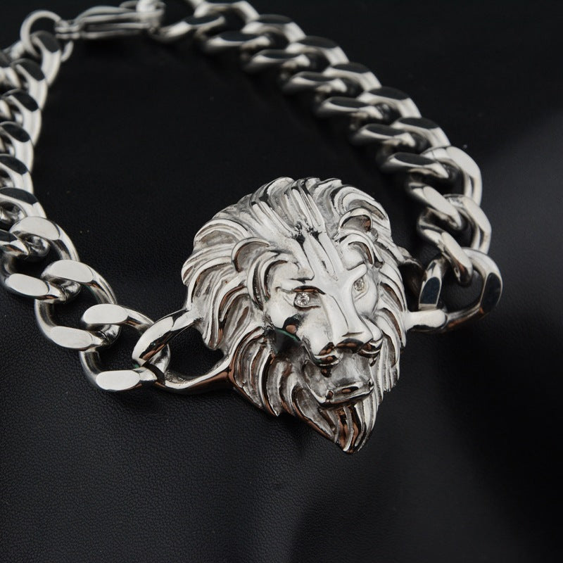 Hip-hop Personality lion head bracelet men