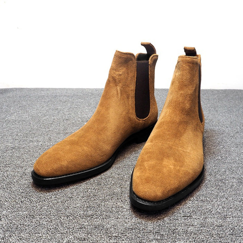 Faux Deerskin Casual Men's Boots Suede High-top chelsea boots
