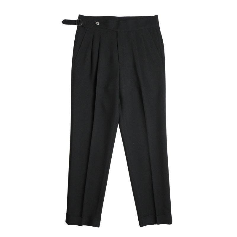 Double Pleated Curled Side Gentleman Neapolitan Non-iron Casual Pants