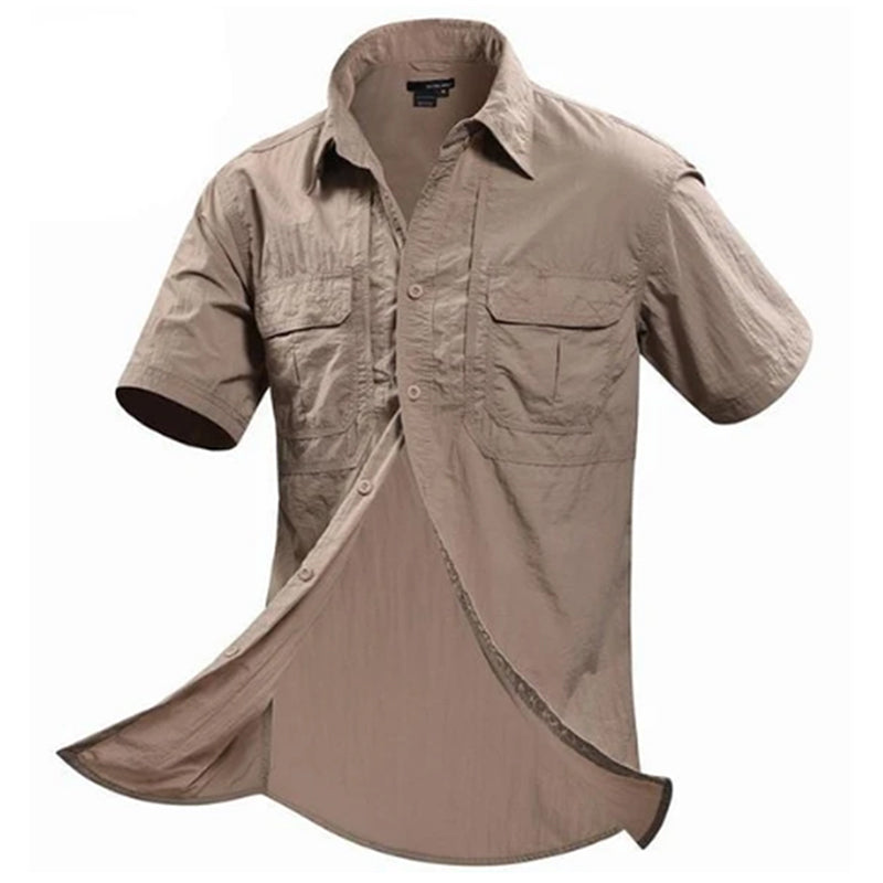 Camisa de hombre de nailon sólido transpirable de secado rápido 
