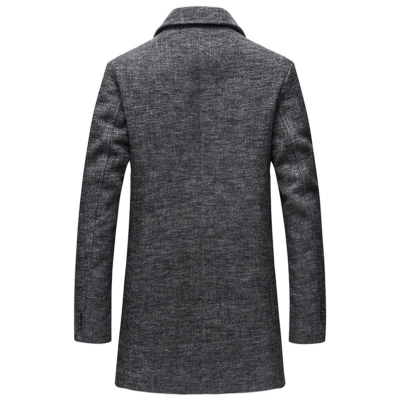 Men Casual Woolen trench Coat With Scarf