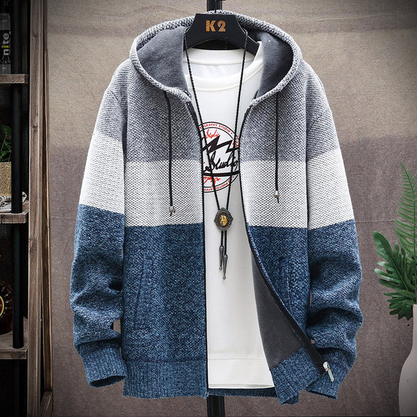 Gradient Color Block Plus Fleece Sweater