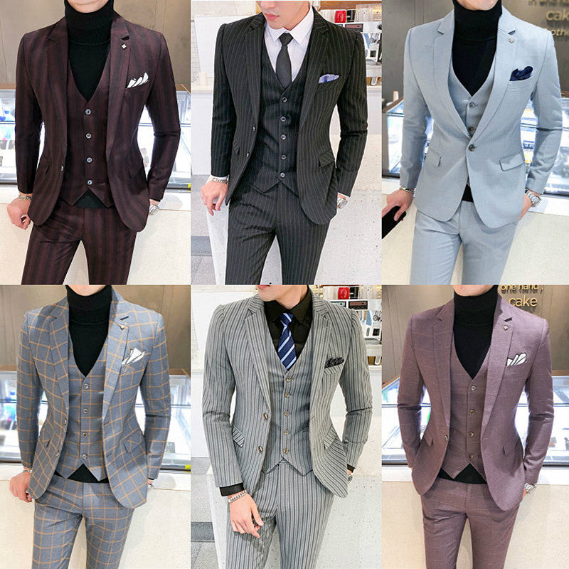 Fashionable Men's Plus Size Striped Suit