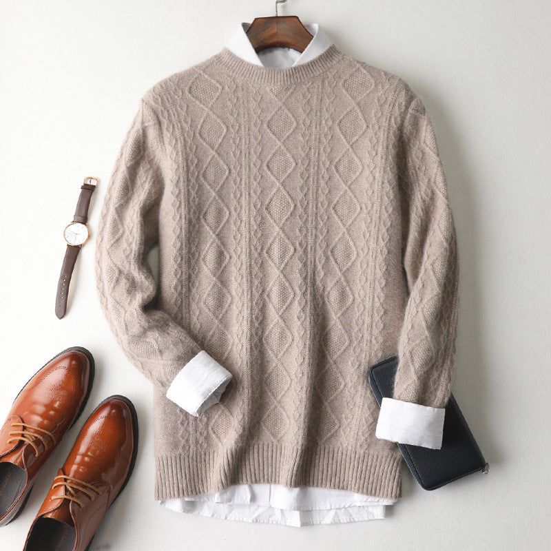 High-end Round Neck Thick Solid Color Sweater