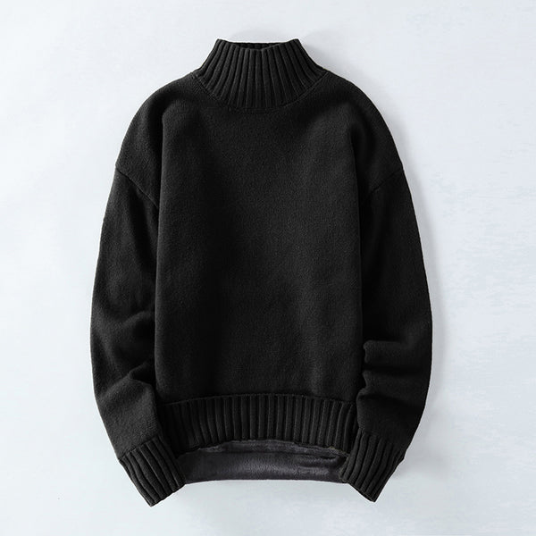 Plus Fleece Padded High Neck Men's Sweater