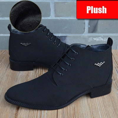 Fashion Business Casual Leather Shoes Men's Pointed Toe Short Boots