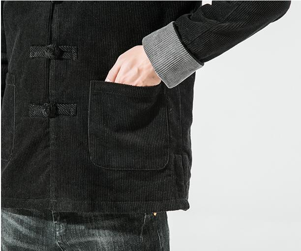 Men's Simple Corduroy Thick Warm Cotton Coat