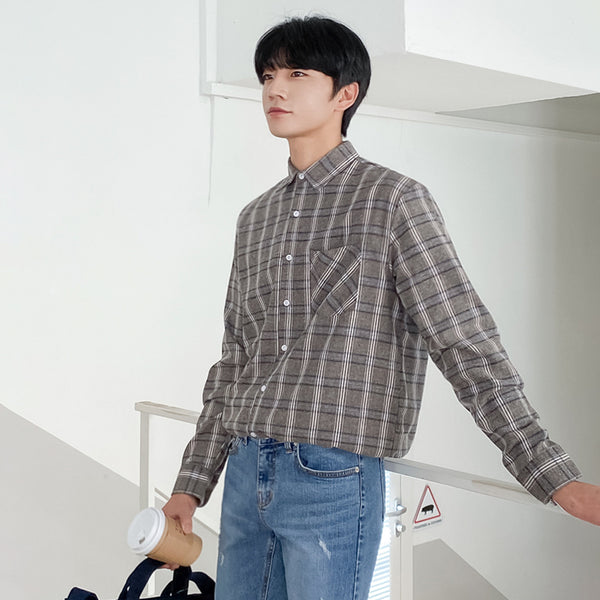 Camisa de manga larga de moda de estilo coreano de otoño para hombre
