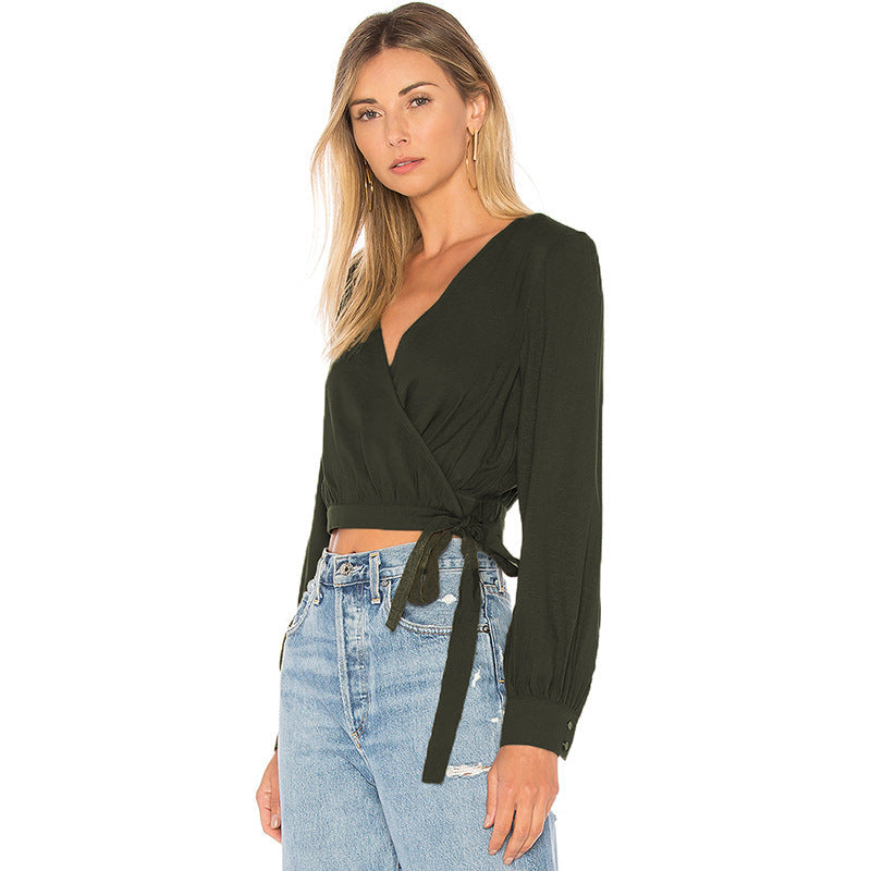 Sexy Solid black Blouse women