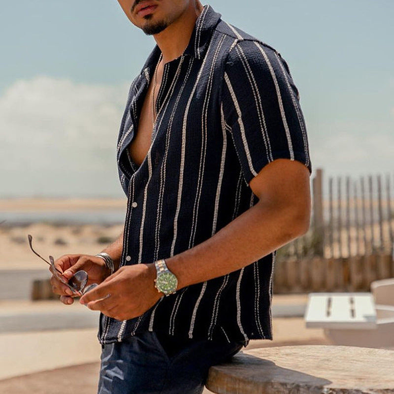 Men's Printed Hawaiian Beach Short Sleeve Shirt