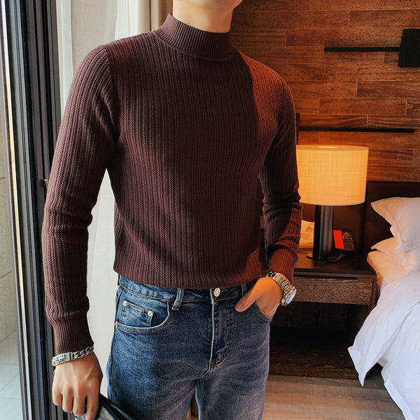 stand Collar Solid Color Sweater