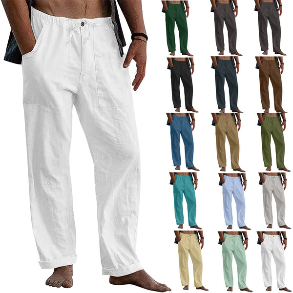 Men's Linen Casual Drawstring Loose Pants