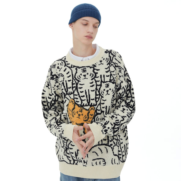 Men's And Women's Knitted Pattern Loose Sweater