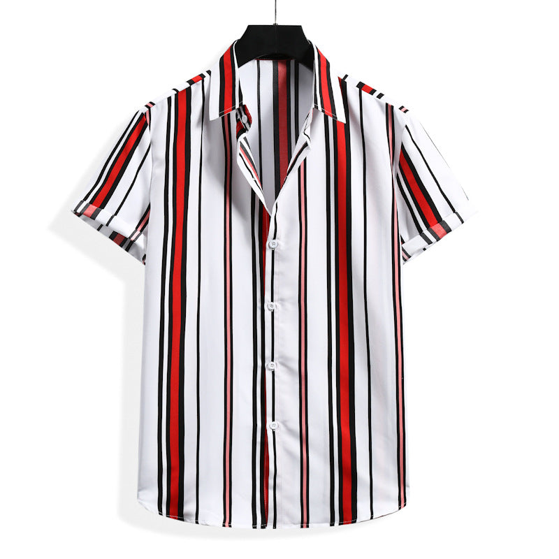 Men'S Striped Short Sleeve Shirt Fashion Casual Wear