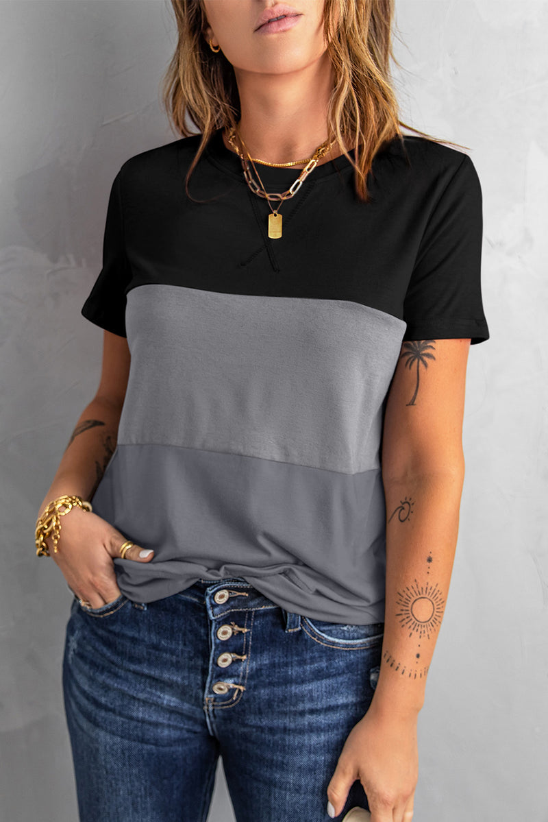 Camiseta con cuello redondo y abertura lateral en bloques de color