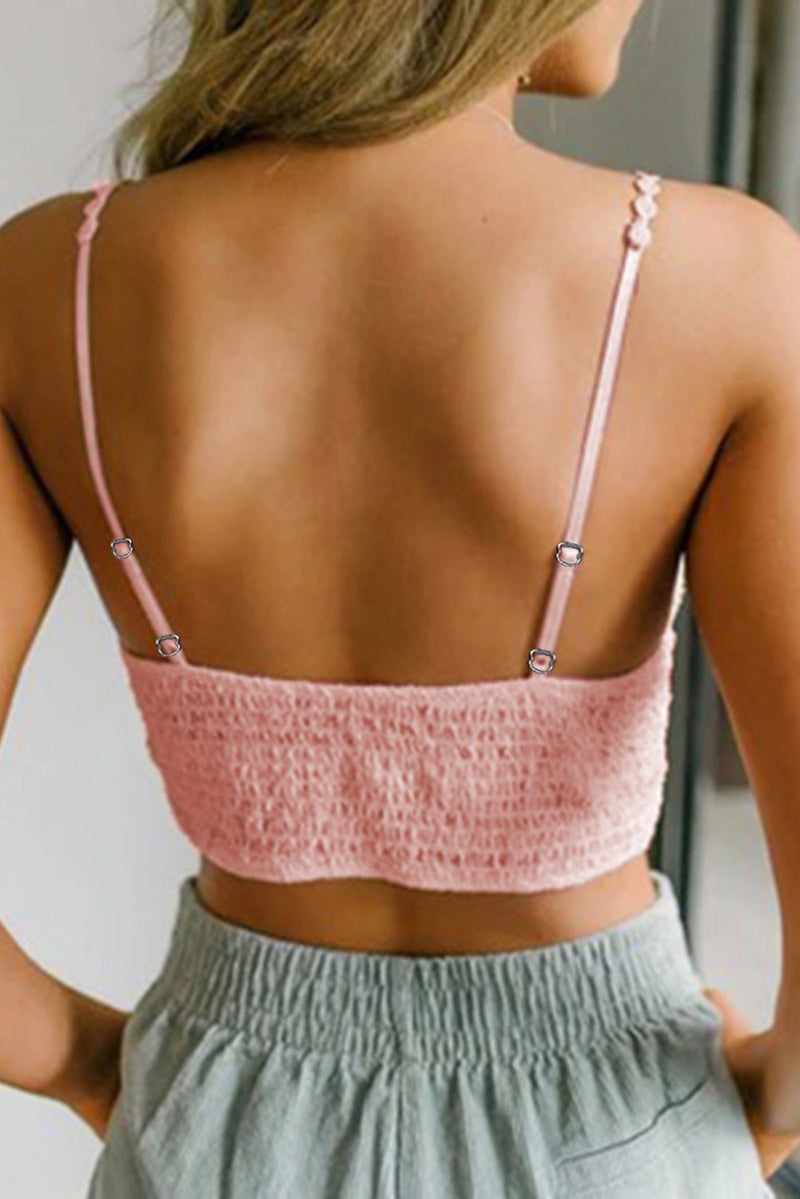 Bralette de encaje con cuello en V y forro