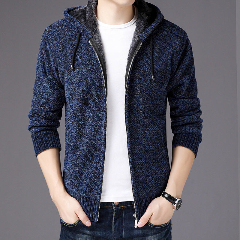 Knit Cardigan Men's Winter Zipper Coat Jacket