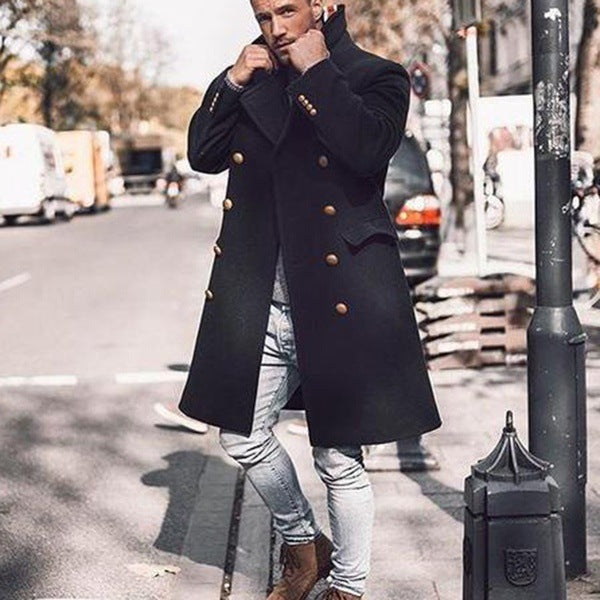 Winter Coat Mid-length Double-breasted Woolen Trench Coat