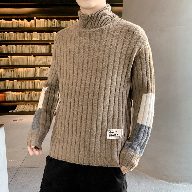 New Men's Casual Long Sleeved Sweater Loose High Neck Sweater