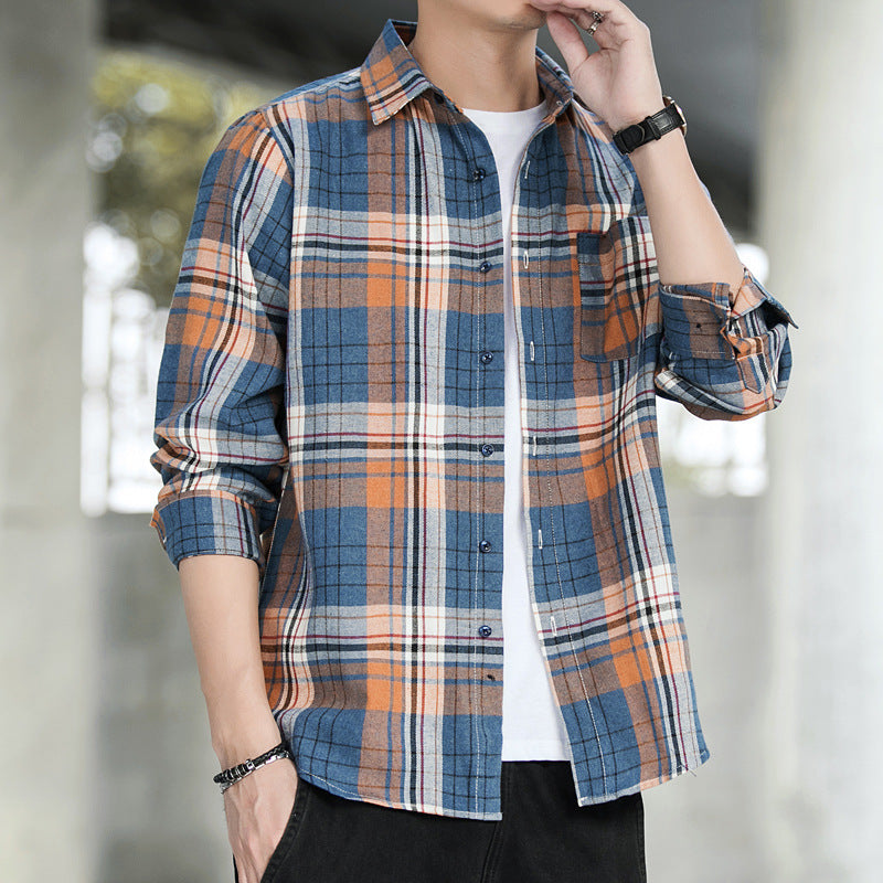 Plaid Shirt Men's Casual Fashion Trend Loose Jacket