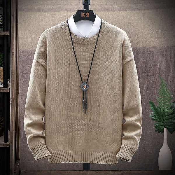Brown Long-Sleeved Pullover Loose Sweater