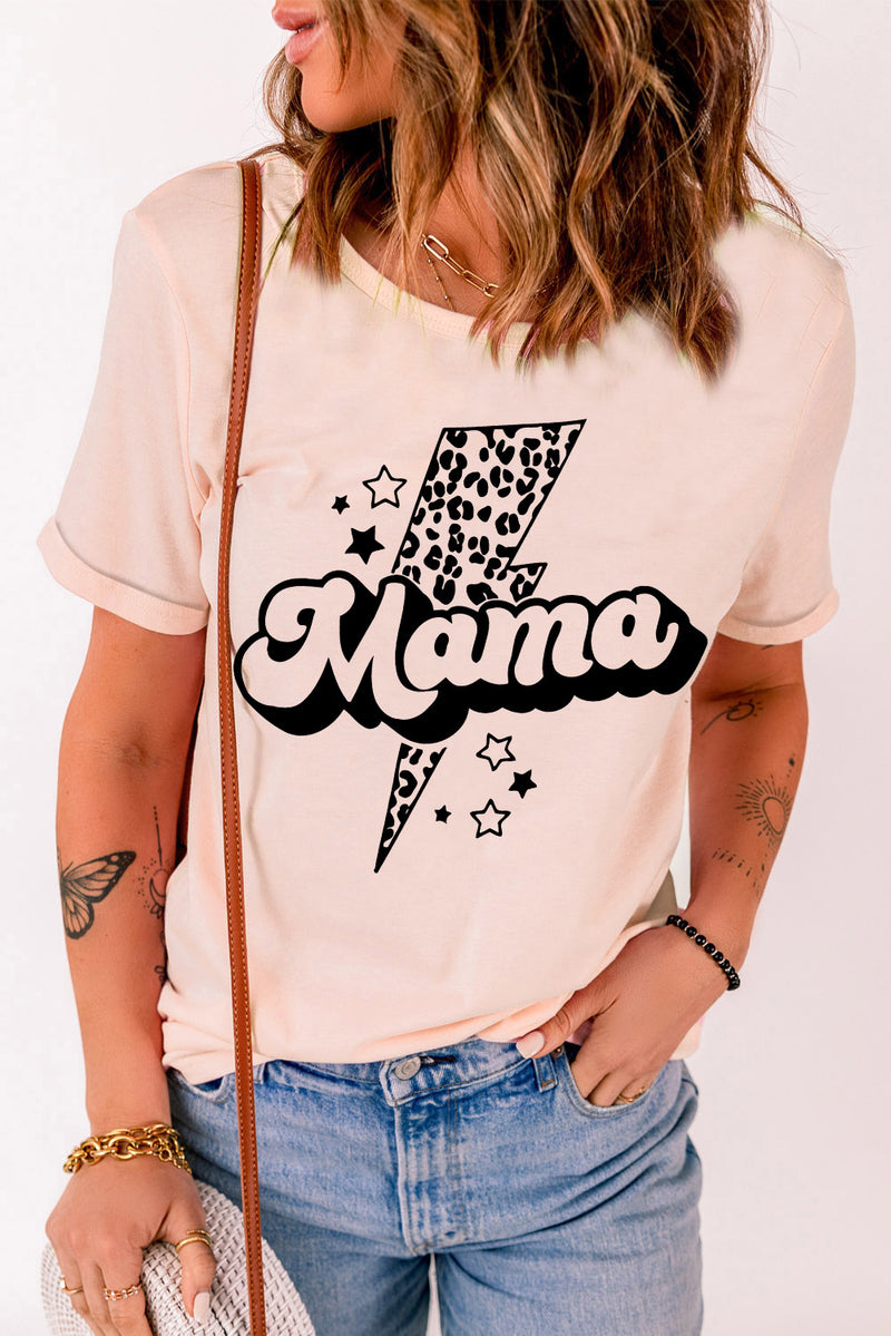 Camiseta con cuello redondo y gráfico de relámpagos de MAMA