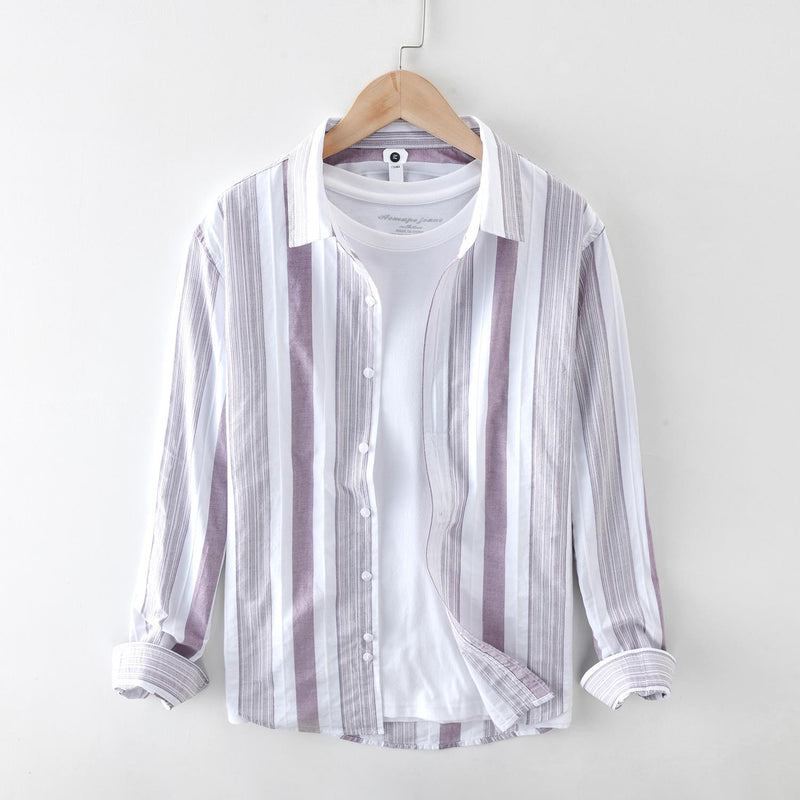 Japanese Striped Casual Long-sleeved Shirt For Men