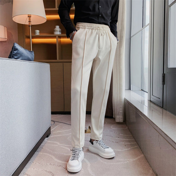 Casual All Match Elastic Waist Solid Color Small Feet Drawstring pants