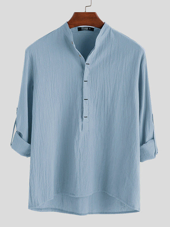 Cotton And Linen Door Tube Jujube Long-sleeved Shirt