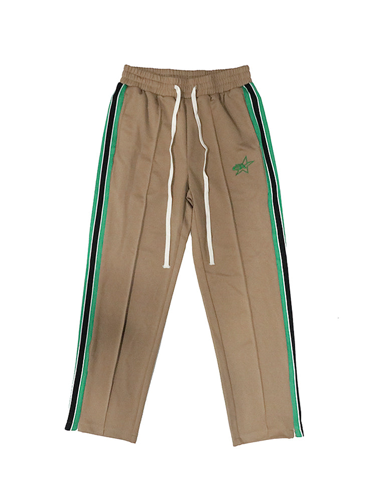 Contrasting Color Webbing String Split Straight-leg Sweatpants