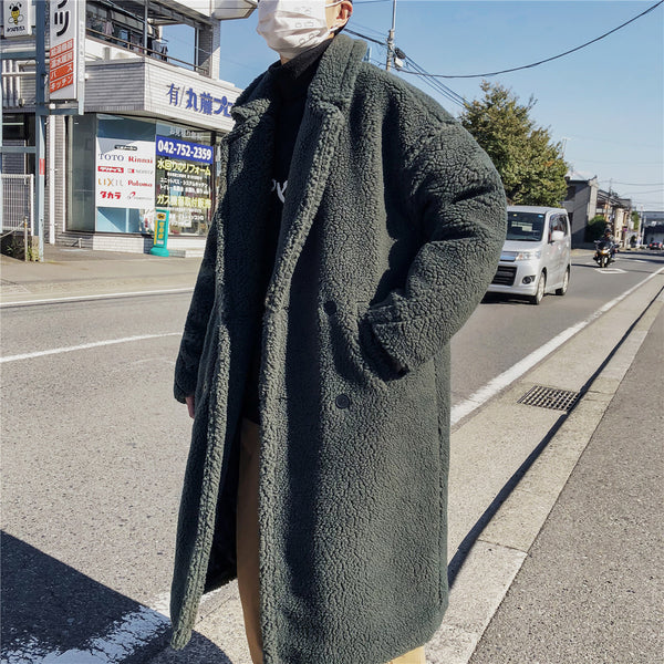 Abrigo de lana de cordero de moda simple para hombre