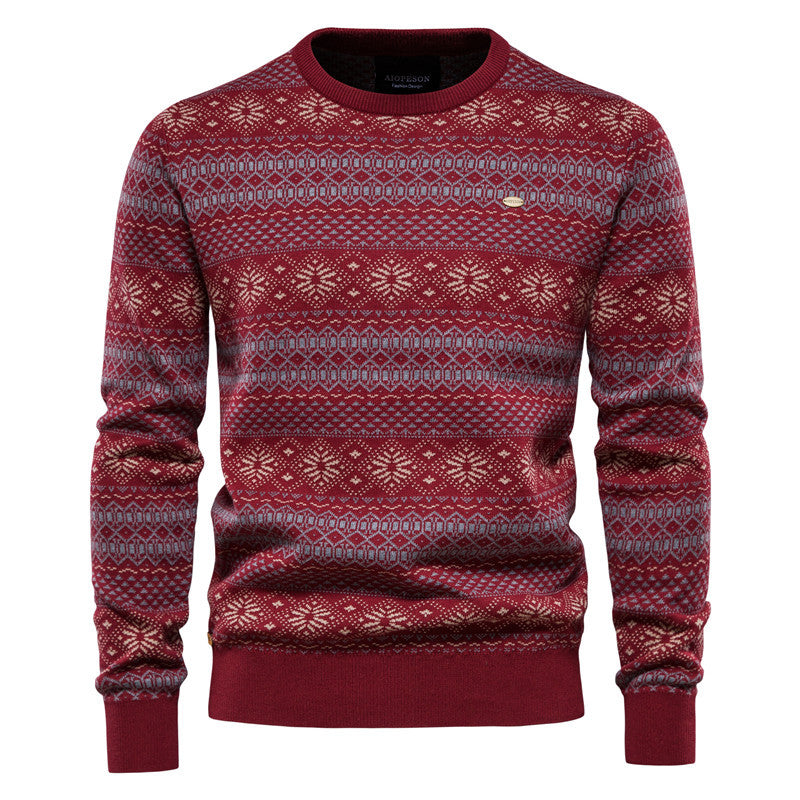 Business Casual Round Neck Men's Knitted Sweater