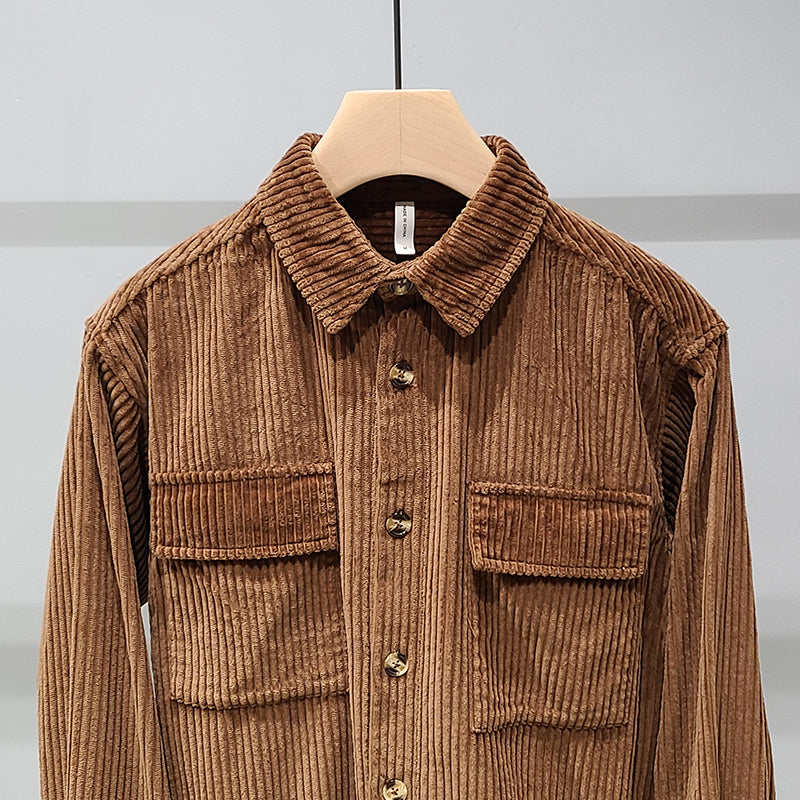 Men's Pure Cotton Corduroy Long Sleeve Shirt Jacket