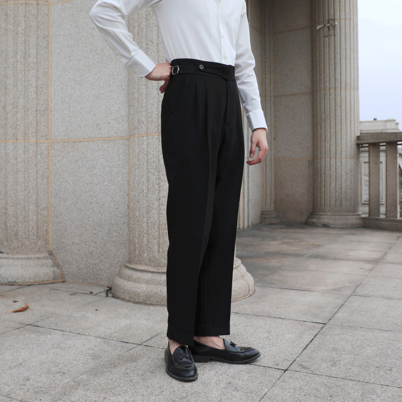 Double Pleated Curled Side Gentleman Neapolitan Non-iron Casual Pants