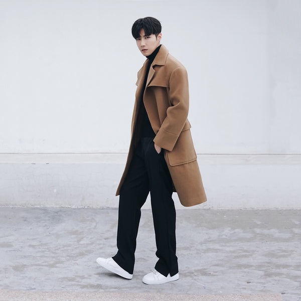 Men's Mid-Length Casual Loose Woolen Coat
