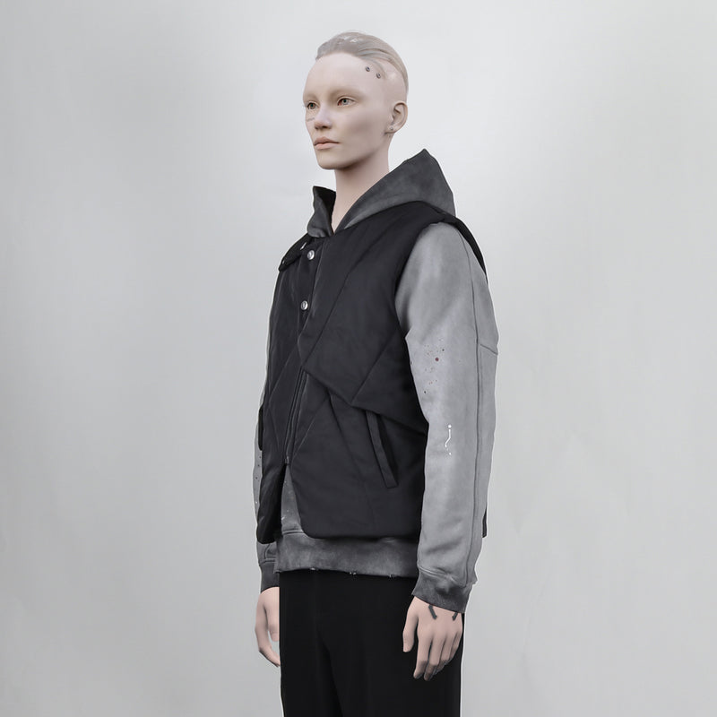 Irregularly Deconstructed Nylon Buckle Cotton jacket