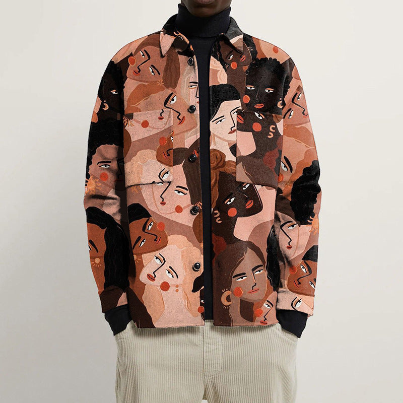 Explosive Autumn Printed Lapel Men's Jacket