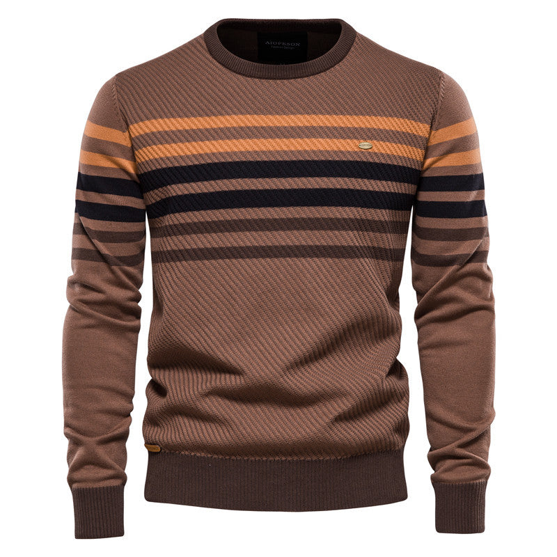 Striped Contrast Color Men's Casual Sweater