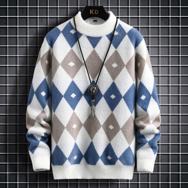 Personalized Knitting Men's Plush Thickened Sweater