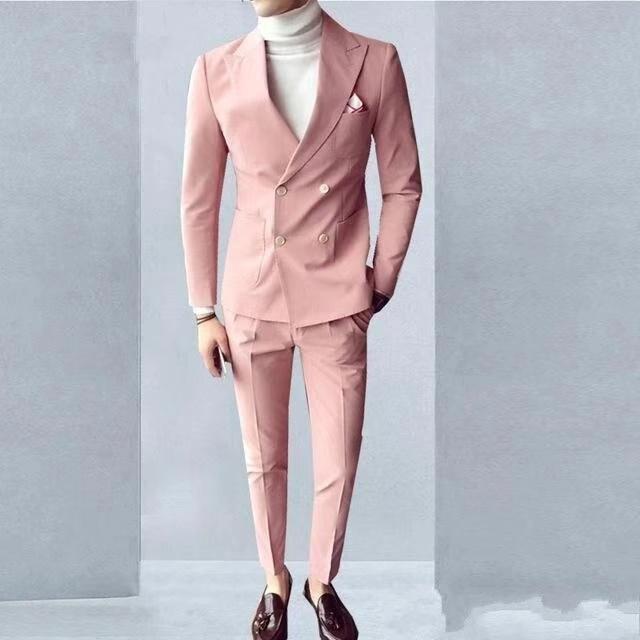 Solid Color Double Breasted Court Suit