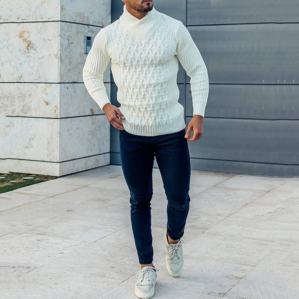 Men's Solid Color Long-sleeved Sweater